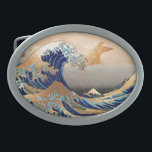 Boucle De Ceinture Ovale PixDezines Vintage Great Wave Hokusai 斎 の 葛’飾<br><div class="desc">PixDezinves Vintage d'art japonais avec faux accent or. La Grande Vague de Kanagawa est l'une des plus connues au monde. L'artiste,  Hokusai,  1832 (période Edo). Décrivant okinami comme les grandes vagues,  PAS le tsunami. numériquement amélioré par PixDezines. Copyright © 2008-2014 PixDezines.com™ et PixDezines™ sur zazzle.com</div>