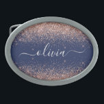 Boucle De Ceinture Ovale Rose bleu marine Gold Blush Pink Parties scintilla<br><div class="desc">Navy Blue et Rose Gold - Blush Pink Sparkle Parties scintillant Script Monogramme Nom Ceinture Buckle. Cela rend la graduation parfaite, doux 16 16ème, 18ème, 21ème, 30ème, 40ème, 50ème, 60ème, 70ème, 80ème, 90ème, 100ème anniversaire, mariage, douche nuptiale, anniversaire, baby shower ou cadeau de fête de bachelorette pour quelqu'un qui aime...</div>