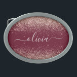 Boucle De Ceinture Ovale Rose Bourgogne Gold Blush Pink Parties scintillant<br><div class="desc">Burgundy et or Rose - Blush Pink Sparkle Parties scintillant Script Monogramme Nom Ceinture Boucle. Cela rend la graduation parfaite, doux 16 16ème, 18ème, 21ème, 30ème, 40ème, 50ème, 60ème, 70ème, 80ème, 90ème, 100ème anniversaire, mariage, douche nuptiale, anniversaire, baby shower ou cadeau de fête de bachelorette pour quelqu'un qui aime les...</div>