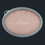 Boucle De Ceinture Ovale Rose Gold Blush Pink Parties scintillant Script Mo<br><div class="desc">Rose Gold - Blush Pink Sparkle Parties scintillant Script Monogramme Nom Belt Buckle. Cela rend la graduation parfaite, doux 16 16ème, 18ème, 21ème, 30ème, 40ème, 50ème, 60ème, 70ème, 80ème, 90ème, 100ème anniversaire, mariage, douche nuptiale, anniversaire, baby shower ou cadeau de fête de bachelorette pour quelqu'un qui aime les styles glam...</div>