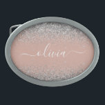 Boucle De Ceinture Ovale Rose or rose rose pâle Parties scintillant argent<br><div class="desc">Rose Gold - Blush Pink and Silver Sparkle Parties scintillant Script Monogramme Nom Belt Buckle. Cela rend la graduation parfaite, doux 16 16ème, 18ème, 21ème, 30ème, 40ème, 50ème, 60ème, 70ème, 80ème, 90ème, 100ème anniversaire, mariage, douche nuptiale, anniversaire, baby shower ou cadeau de fête de bachelorette pour quelqu'un qui aime les...</div>