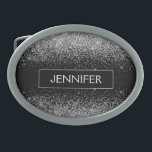 Boucle De Ceinture Ovale Silver Black Parties scintillant Girl Monogramme N<br><div class="desc">Parties scintillant argentée et noire Monogramme Nom Boucle de la ceinture. Cela rend la graduation parfaite, doux 16 16ème, 18ème, 21ème, 30ème, 40ème, 50ème, 60ème, 70ème, 80ème, 90ème, 100ème anniversaire, mariage, douche nuptiale, anniversaire, baby shower ou cadeau de fête de bachelorette pour quelqu'un qui aime les styles glam luxe et...</div>