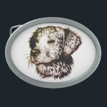 Boucle De Ceinture Ovale Sketch Brown<br><div class="desc">Un jeune chien esquissé en brun - portrait de tête</div>