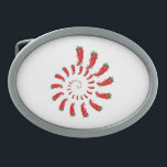Boucle De Ceinture Ovale Spirale de Pepper Diva Rouge<br><div class="desc">De mignons poivrons rouges caricaturés en spirale.</div>