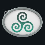 Boucle De Ceinture Ovale Symbole celtique antique Triskele vert<br><div class="desc">Symbole vert Triskele. Le symbole Triskele ou Triskelion se compose de trois spirales ou de trois bras enclenchés,  comme s'il se déplaçait de son centre. Ce symbole celtique de mouvement ou d'action représente les trois mondes : céleste,  physique et spirituel.</div>