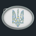 Boucle De Ceinture Ovale trident de l'emblème national ukrainien tryzub eth<br><div class="desc">Trident de l'emblème national ukrainien tryzub aux couleurs du drapeau ukrainien et motif ethnique Ukraine, ukrainien, armes à manteau, emblème national, trident, tryzub, motif ethnique, drapeau ukrainien, bleu et jaune, pas de guerre, arrêter la guerre, antiguerre, fier, état, gouvernement, Signal, Symbole, Liberté, National, Pays, Indépendance, Jour de l'Indépendance, motif, ethno,...</div>