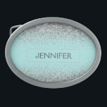 Boucle De Ceinture Ovale Turquoise Aqua Blue Silver Parties scintillant Gir<br><div class="desc">Aqua Blue Turquoise et Silver Sparkle Parties scintillant Monogramme Nom Ceinture Buckle. Cela rend la graduation parfaite, doux 16 16ème, 18ème, 21ème, 30ème, 40ème, 50ème, 60ème, 70ème, 80ème, 90ème, 100ème anniversaire, mariage, douche nuptiale, anniversaire, baby shower ou cadeau de fête de bachelorette pour quelqu'un qui aime les styles glam luxe...</div>