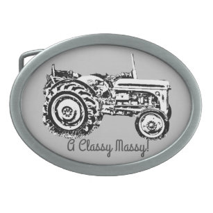 Boucle De Ceinture Ovale vieux tracteur vintage gris massey fergison