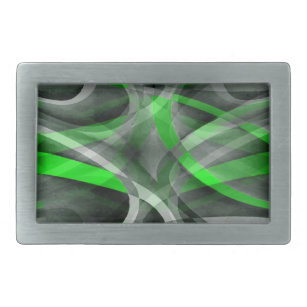Boucle De Ceinture Rectangulaire 80 Pat de ligne courbe gris et vert néon rétro