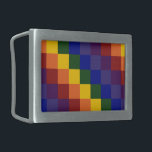 Boucle De Ceinture Rectangulaire à damiers arc-en-ciel<br><div class="desc">Célébrez votre Fierté, votre soutien ou votre amour de la couleur avec ce cool à damiers motif arc-en-ciel. Chaque rangée de carrés de couleur arc-en-ciel déplace un carré à droite pour créer un motif à damiers coloré. Les carrés de rouge, d'orange, de jaune, de vert, de bleu, d'indigo et de...</div>