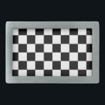 Boucle De Ceinture Rectangulaire à damiers carré noir et blanc<br><div class="desc">à damiers carré noir et blanc géométrique cadeau motif rétro pour n'importe qui. Cool retro à damiers géométrique carré motif design. Vérificateur moderne vintage carrelage noir et blanc.</div>