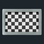 Boucle De Ceinture Rectangulaire à damiers carré noir et blanc<br><div class="desc">à damiers carré noir et blanc géométrique cadeau motif rétro pour n'importe qui. Cool retro à damiers géométrique carré motif design. Vérificateur moderne vintage carrelage noir et blanc.</div>