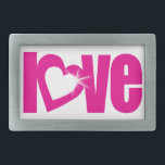 Boucle De Ceinture Rectangulaire "amour" étinceler blanc coeur rose ceinture<br><div class="desc">La boucle d'amour Slogan est conçue par Sarah Trett.</div>