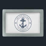 Boucle De Ceinture Rectangulaire Ancre nautique Nom du bateau Marine Blue Boat Cust<br><div class="desc">Ajoutez le nom et l'emplacement de votre bateau ou capitaine en cliquant sur le bouton "Personnaliser" ci-dessus. Naviguez avec élégance avec notre swag nautique personnalisé, le compagnon ultime de vos aventures maritimes. Cette boucle à ceinture présente un design mignon inspiré des merveilles de l'océan, avec des motifs maritimes classiques comme...</div>