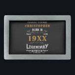 Boucle De Ceinture Rectangulaire Anniversaire Personnalisé Meilleur Père Jamais Lég<br><div class="desc">Design vintage chaque année boucle de ceinture "Original Quality Legendary Inspiration" pour ce père spécial. Ajoutez le nom et l'année souhaités dans les champs modèles en créant un unique 40ème, 50ème, 60ème ou n'importe quel objet de célébration d'anniversaire. Faites équipe avec les cadeaux, accessoires de fête et vêtements correspondants disponibles...</div>
