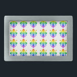 Boucle De Ceinture Rectangulaire Arc-en-ciel<br><div class="desc">Fleur de lis arc-en-ciel personnalisé. Design original.</div>