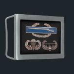 Boucle De Ceinture Rectangulaire Assaut aérien aéroporté de CIB<br><div class="desc">La photo originale d'un insigne d'infanterie de combat (CIB) au-dessus d'assaut aéroporté et aérien s'envole</div>
