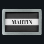 Boucle De Ceinture Rectangulaire Bande de nom personnalisé en noir et blanc<br><div class="desc">Bande en gras avec votre nom personnalisé.</div>