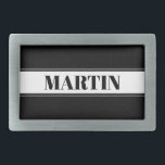 Boucle De Ceinture Rectangulaire Bande de nom personnalisé en noir et blanc<br><div class="desc">Bande en gras avec votre nom personnalisé.</div>