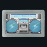 Boucle De Ceinture Rectangulaire Boîtier bleu<br><div class="desc">Bonjour,  ce design représente une boombox bleue et argentée,  très ancienne école et swagg,  ce design drôle et très cool est fait pour vous!</div>