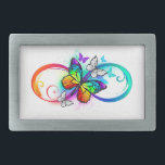 Boucle De Ceinture Rectangulaire Bright infinity with rainbow butterfly<br><div class="desc">Multicolor,  bright,  symbol of infinity with rainbow,  detailed butterfly monarch. Rainbow butterfly. Rainbow infinity.</div>