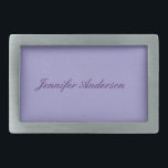 Boucle De Ceinture Rectangulaire Calligraphie Pastel Pale Purple Personnalisé<br><div class="desc">Vous recherchez une belle calligraphie avec une écriture esthétique ? Ce design simple et attrayant est fait pour vous.</div>