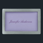Boucle De Ceinture Rectangulaire Calligraphie Pastel Pale Purple Personnalisé<br><div class="desc">Vous recherchez une belle calligraphie avec une écriture esthétique ? Ce design simple et attrayant est fait pour vous.</div>