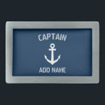 Boucle De Ceinture Rectangulaire Capitaine nautique fait sur commande de bateau<br><div class="desc">Le bateau nautique de bleu marine et blanc fait sur commande d'ancre captain la boucle de ceinture. Accessoire personnalisé avec le logo d'ancre de bateau. Accessoires maritimes pour des enthousiastes de marin et de navigation. Couleur personnalisable. Cadeau de fête d'anniversaire fraîche de Noël, de fête des pères, de mariage ou...</div>