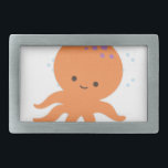 Boucle De Ceinture Rectangulaire Caricature de la pieuvre mignonne<br><div class="desc">Un mignon poulpe orange.</div>