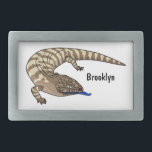 Boucle De Ceinture Rectangulaire Caricature de lézard rouge<br><div class="desc">De la brousse australienne. Un lézard à langue bleue en dessin animé.</div>