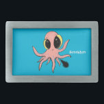 Boucle De Ceinture Rectangulaire Caricature de poulpe de bébé mignonne et cheeky<br><div class="desc">Ce dessin de pieuvre de bébé rose et adorable et mignon. Ajoutez votre propre texte pour le rendre spécial.</div>