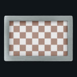 Boucle De Ceinture Rectangulaire Carrés Checker mocha brun blanc géométrique rétro<br><div class="desc">Chèque carré mocha brun blanc motif géométrique rétro cadeau pour n'importe qui. Cool retro à damiers motif carré géométrique . Mousse vintage chevalier moderne brun et blanc.</div>