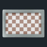 Boucle De Ceinture Rectangulaire Carrés Checker mocha brun blanc géométrique rétro<br><div class="desc">Chèque carré mocha brun blanc motif géométrique rétro cadeau pour n'importe qui. Cool retro à damiers motif carré géométrique . Mousse vintage chevalier moderne brun et blanc.</div>