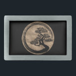 Boucle De Ceinture Rectangulaire Cercle de zen d'Enso et or d'arbre de bonsaïs<br><div class="desc">Cercle de zen d'Enso et or d'arbre de bonsaïs</div>