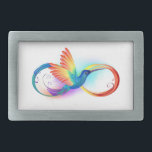Boucle De Ceinture Rectangulaire Colibri arc-en-ciel avec symbole Infinity<br><div class="desc">Beau tatouage à débordement avec colibri arc-en-ciel. Arc-en-ciel.</div>