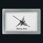 Boucle De Ceinture Rectangulaire Colibri Nazca, Pérou<br><div class="desc">Célèbre Nazca Lines colibri en noir avec texte. Image du désert de Nazca,  Pérou.</div>