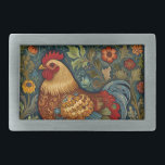 Boucle De Ceinture Rectangulaire Coq rétro chic poulet de campagne<br><div class="desc">Coq rétro chic poulet de campagne</div>