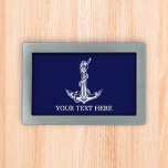 Boucle De Ceinture Rectangulaire Corde d'Ancre Nautique vintage Votre texte ici<br><div class="desc">Vintage nautique Ancre corde Nom de bateau Conception pour les amateurs de bateau.</div>