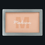 Boucle De Ceinture Rectangulaire Couleur de pêche de 2024 avec nom Monogramme perso<br><div class="desc">Couleur pêche tendance de 2024 avec nom Monogram. Créez un cadeau unique et personnalisé avec une touche personnalisée ! Sélectionnez un jeu de polices et de couleurs qui convient à votre style,  arrangez tout de manière visuellement attrayante à l'aide de l'outil d'édition.</div>