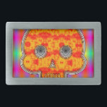 Boucle De Ceinture Rectangulaire Crâne Robot Coloré Sur Arrière - plan Arc-En-Ciel<br><div class="desc">Un crâne robot inspiré de la science-fiction. Toutes les images numériques. Dessin original.</div>