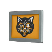 Boucle De Ceinture Rectangulaire Crocs classiques vintages de visage de chat noir (Devant droit)