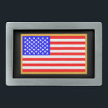 Boucle De Ceinture Rectangulaire Drapeau américain<br><div class="desc">Drapeau US bleu à gauche</div>