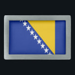 Boucle De Ceinture Rectangulaire Drapeau de Bosnie-Herzégovine patriotique<br><div class="desc">Le drapeau national de la Bosnie-Herzégovine.</div>