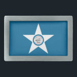 Boucle De Ceinture Rectangulaire Drapeau de la ville de Houston, Texas Rectangular<br><div class="desc">Belt Buckle avec le drapeau de Houston,  Texas; drapeau bleu avec le sceau de Houston dans une étoile blanche,  avec une illustration d'un train</div>