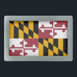 BOUCLE DE CEINTURE RECTANGULAIRE DRAPEAU DE L'ÉTAT DE MARYLAND<br><div class="desc">Le drapeau de l'état du Maryland présente la bannière héraldique des armoiries de Cecil,  2e baron Baltimore,  datant du XVIIe siècle.</div>
