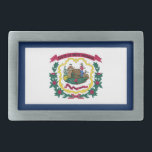 Boucle De Ceinture Rectangulaire Drapeau de l'État de Virginie occidentale<br><div class="desc">Drapeau de l'état de Virginie-Occidentale patriotique.</div>