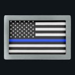 Boucle De Ceinture Rectangulaire Drapeau de police de la ligne bleue mince<br><div class="desc">Drapeau américain de la Ligne Bleue Mince. Soutenez la police avec ce magnifique drapeau bleu et montrer au monde que</div>