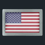 Boucle De Ceinture Rectangulaire Drapeau des États-Unis<br><div class="desc">Drapeau américain patriotique américain rouge,  blanc et bleu design.</div>