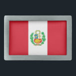 Boucle De Ceinture Rectangulaire Drapeau du Pérou<br><div class="desc">Drapeau patriotique du Pérou.</div>