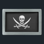 Boucle De Ceinture Rectangulaire Drapeau Jolly roger de pirate<br><div class="desc">Personnalisez facilement ce crâne de pirate Jolly roger et ce drapeau d'épées croisées sur un arrière - plan noir. Vous pouvez facilement changer la couleur arrière - plan d'une gamme de plus de 200 couleurs .</div>